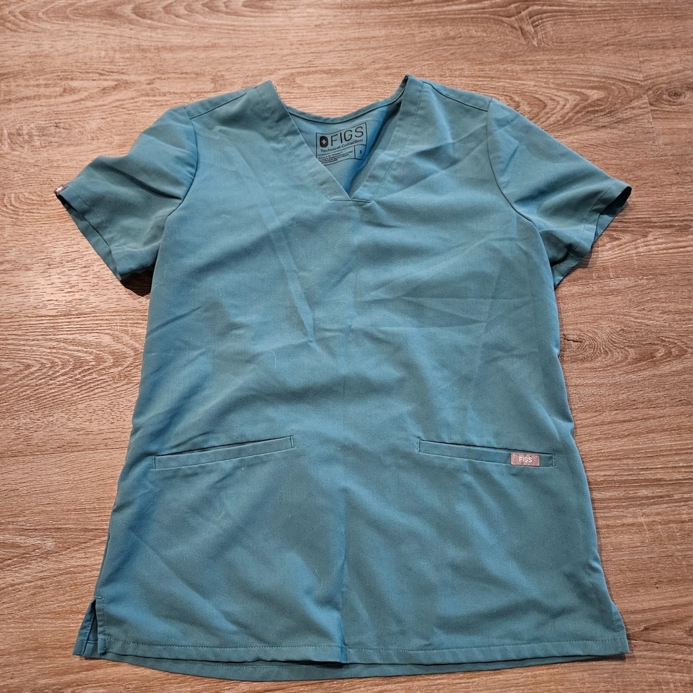 FIGS Women's Small Seaglass Technical Collection V-Neck Medical Scrub Top